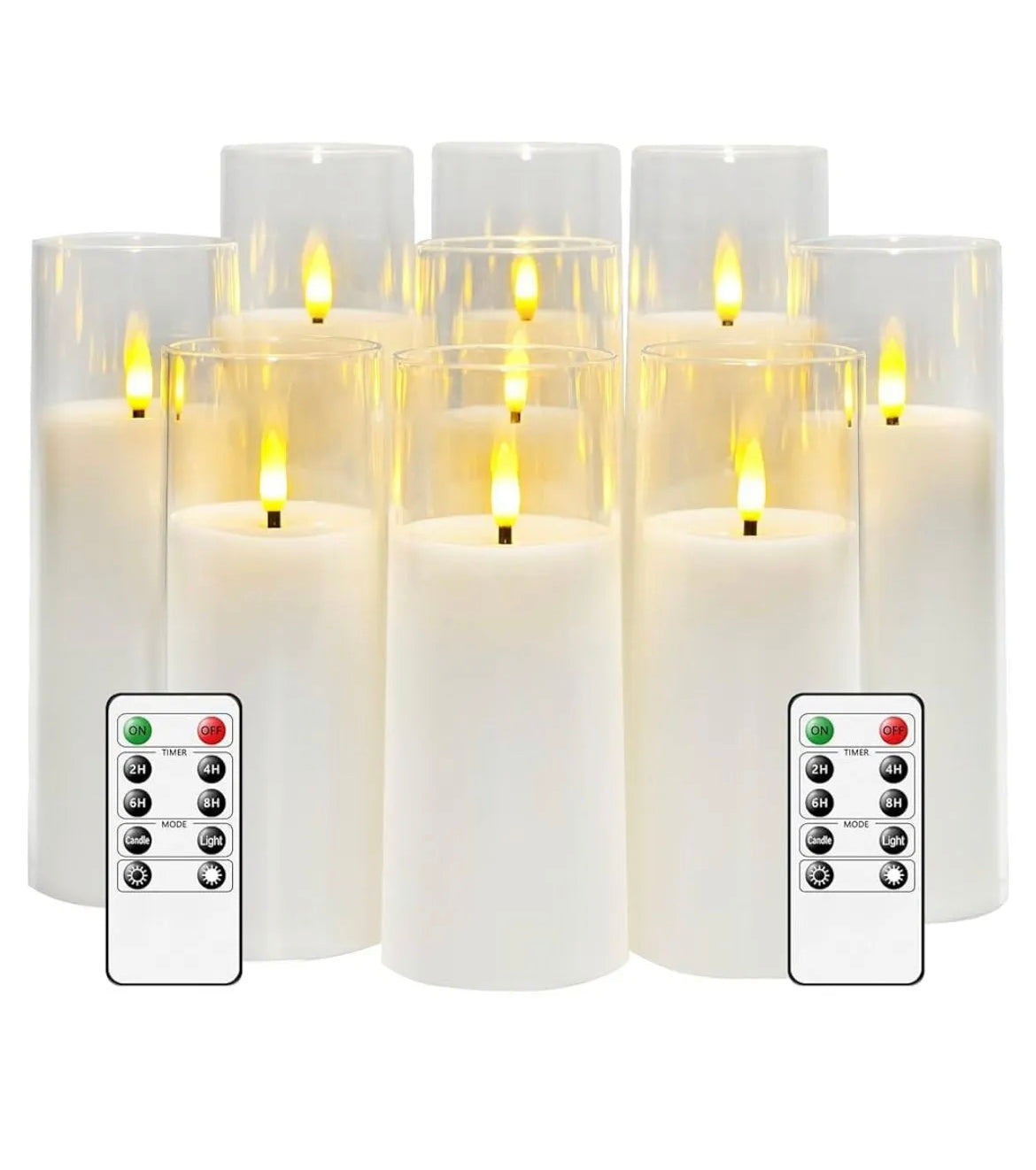 Flickering Flameless Candles Battery Operated with Remote and 2/4/6/8 H Timer Plexiglass