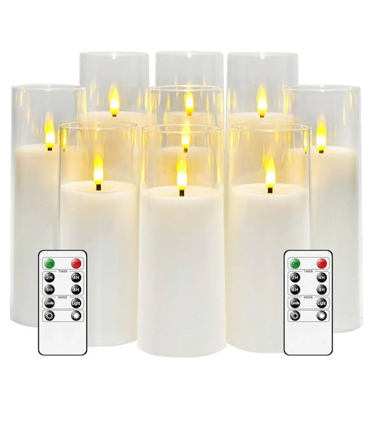 Flickering Flameless Candles Battery Operated with Remote and 2/4/6/8 H Timer Plexiglass